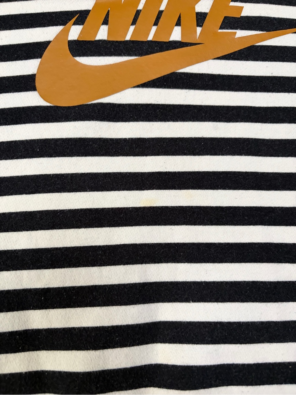 Nike Womens Black & White Striped long sleeve sweatshirt with Gold Logo - Picture 2 of 4